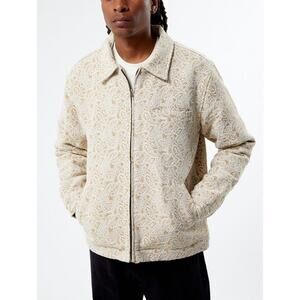 PACSUN Luxe Jacquard Gas Jacket Cream Gold Paisley Bandana Print Men’s Sz XL NEW